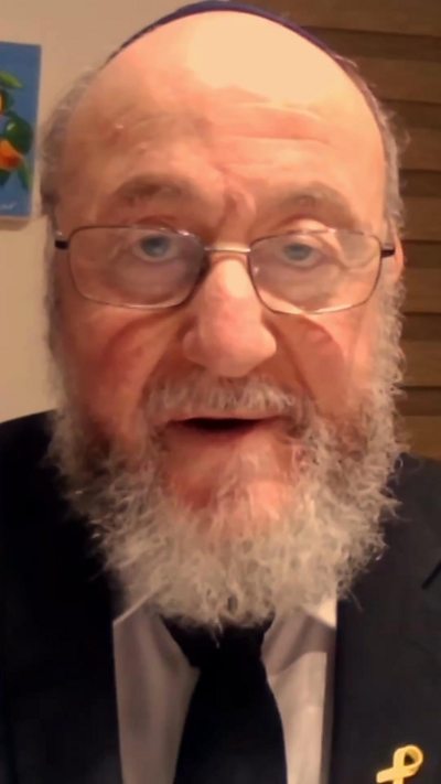 Close-up of Chief Rabbi Sir Ephraim Mirvis during a Skype interview