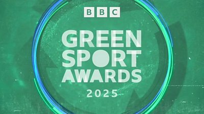 composite image with Green Sport Awards 2025 in text on a green background inside a blue and green neon circle