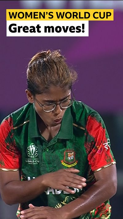 Bangladesh's Fahima Khatun dances in celebration