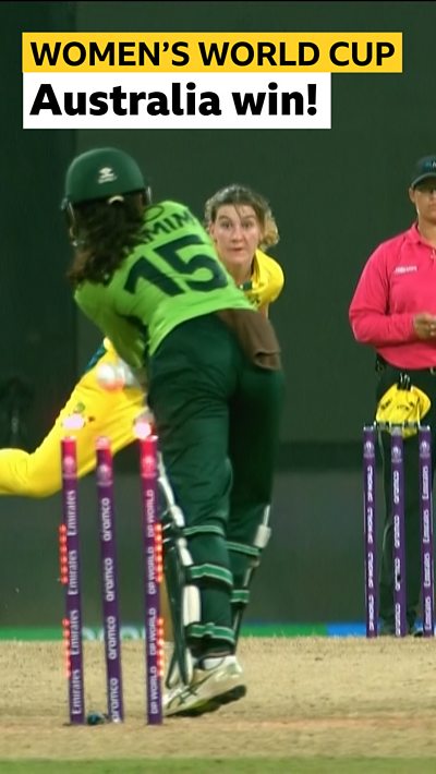 Pakistan's Rameen Shamim is bowled by Australia's Annabel Sutherland