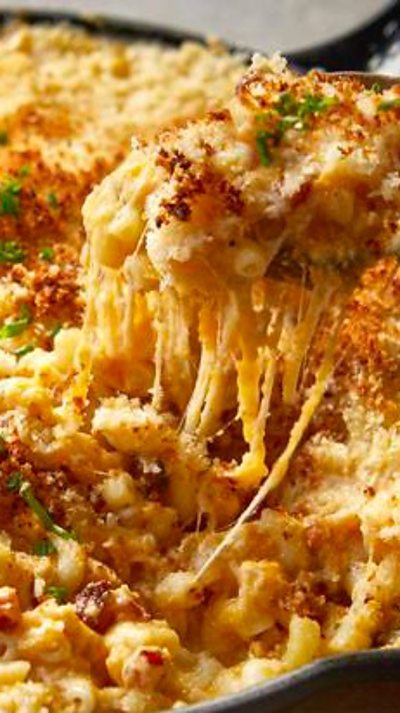 An indulgent macaroni cheese with roast butternut squash, cheddar and melting mozzarella.