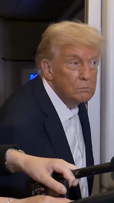 President Donald Trump onboard Air Force One