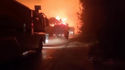 Emergency services responding to the wildfire in Tunisia, 2023