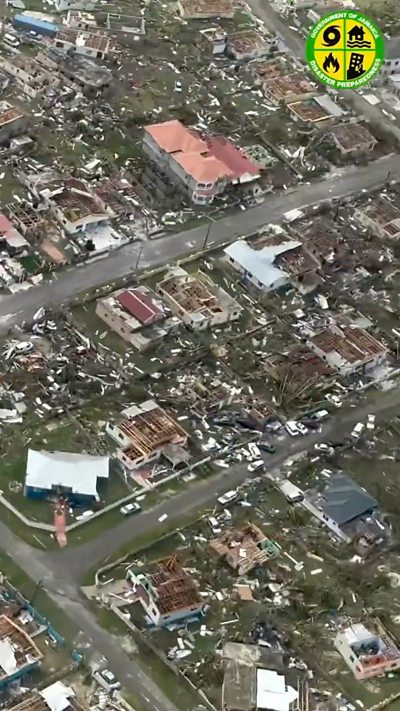 Drone footage captures the devastation in St. Elizabeth, Jamaica.