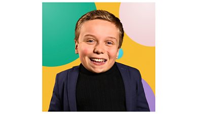 Lenny Rush headshot. He is smiling. The background is made up of multicolour graphic circles on a yellow background.