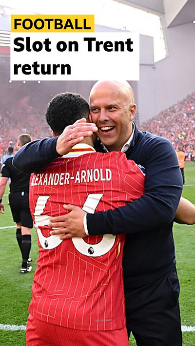 Arne Slot hugs Trent Alexander-Arnold