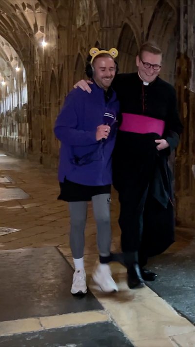 Three-legged walk reaches historic cathedral