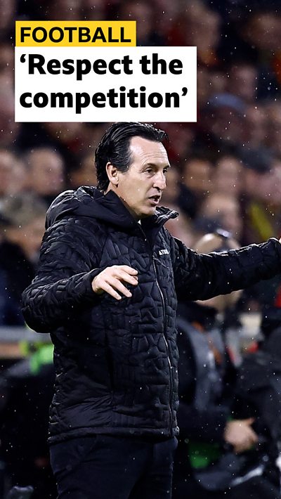 Aston Villa head coach Unai Emery on the touchline