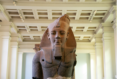 A statue of the Ancient Egyptian pharaoh Ramses II stands on display. Image credit: 鶹/鶹 Studios