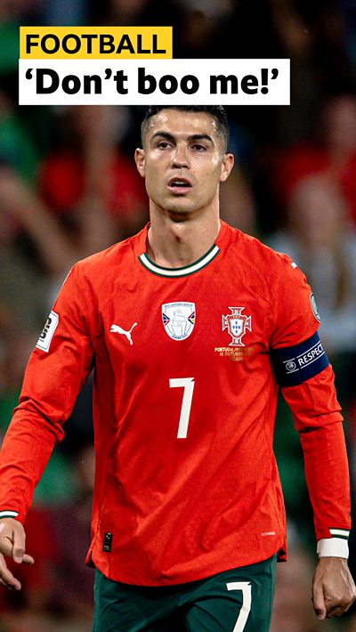 Portugal captain Cristiano Ronaldo wearing a red Portugal kit.
