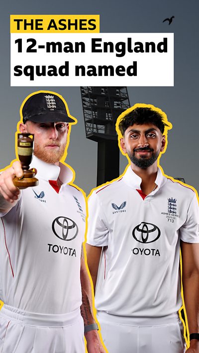 Comp image of Ben Stokes and Shoaib Bashir with headline text.