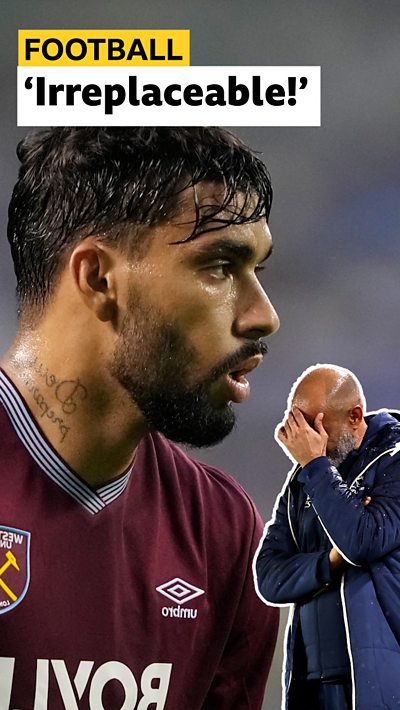 A comp image of Lucas Paqueta with a cutout of Nuno Santo and added headline text.
