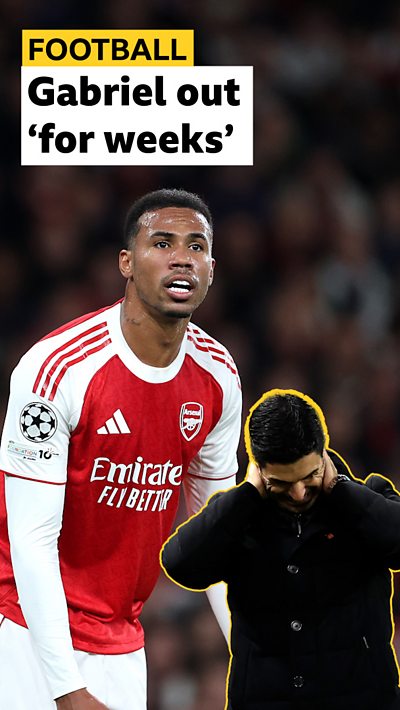 A comp image of Gabriel and Arteta with headline text added.