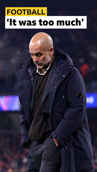 Pep Guardiola walking off pitch