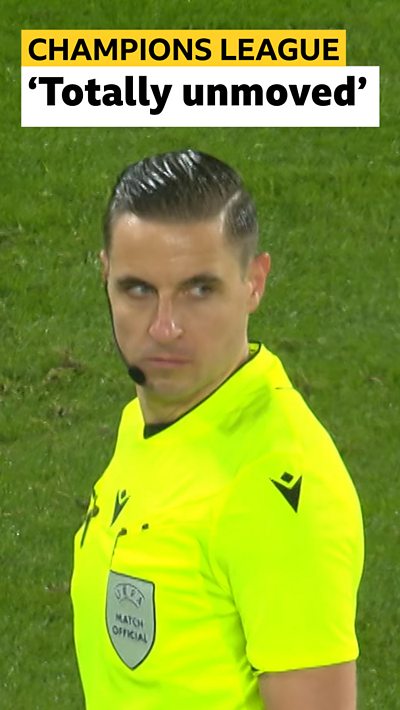 The refferee staring down player