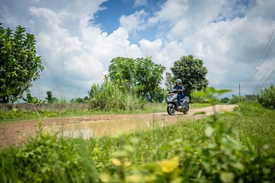Bindu Chaudhary driving to work
