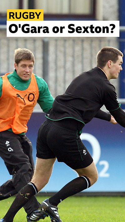 Ronan O'Gara and Johnny Sexton during an Ireland training session in 2009