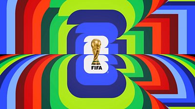 multicoloured artwork with the world cup 2026 logo