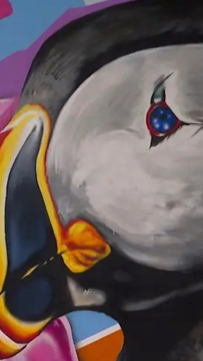 A painting of a puffin