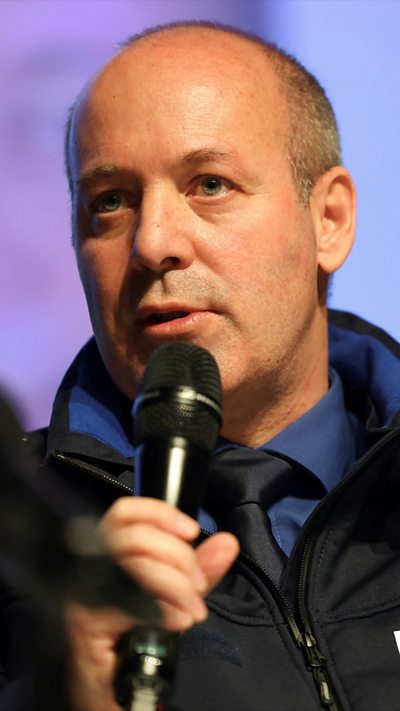 Frédéric Gilser, Swiss regional police commander, speaking during press conference