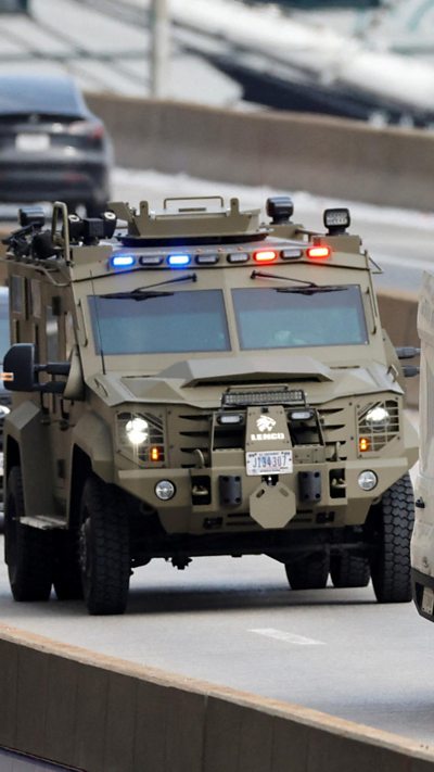 The armoured vehicle carrying Maduro on the streets of New York City