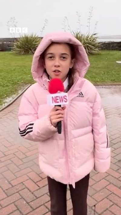 Aspiring reporter, Piper, provided Storm Goretti updates from her home in Guernsey