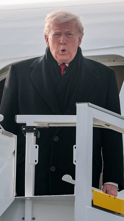 U.S. President Donald Trump disembarks Air Force One