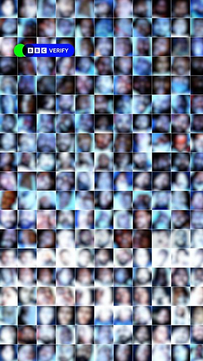 Several blurred images of those killed in anti-governments in Iran