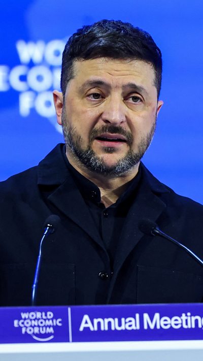 Zelensky on stage at Davos