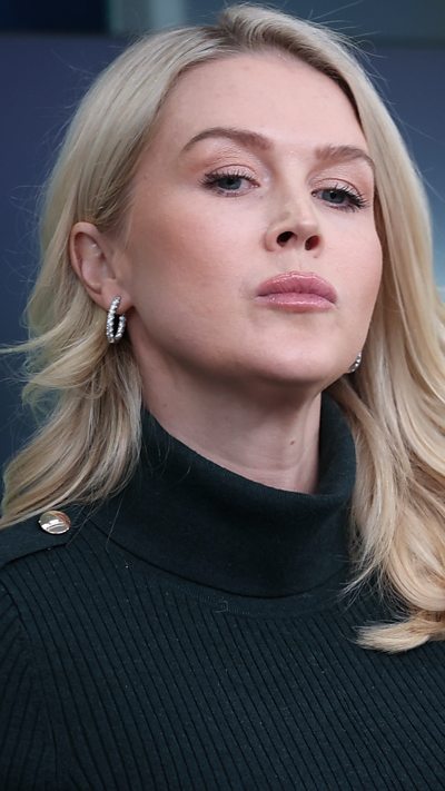 White House Press Secretary Karoline Leavitt speaks during a news briefing.