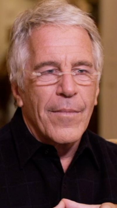 Close-up of Jeffrey Epstein during interview