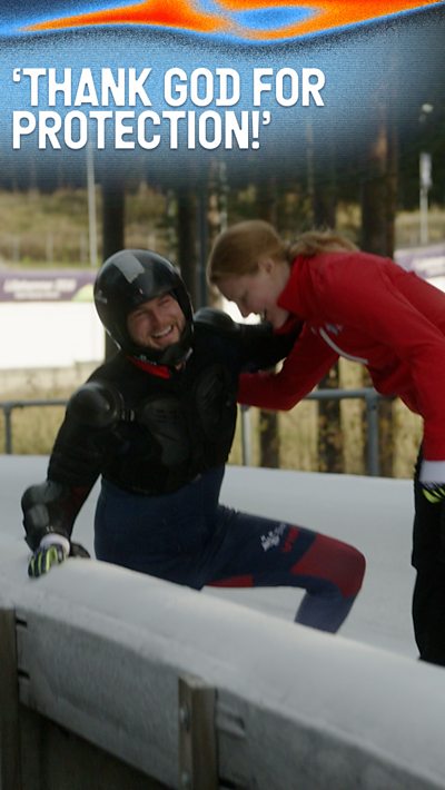 TV personality Chris Hughes attempts skeleton