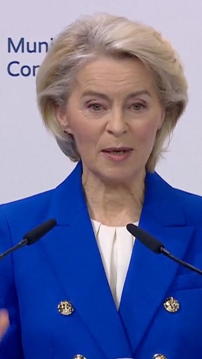 Ursula Von der Leyen in blue blazer