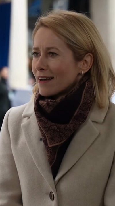 Kaja Kallas in a coat and scarf