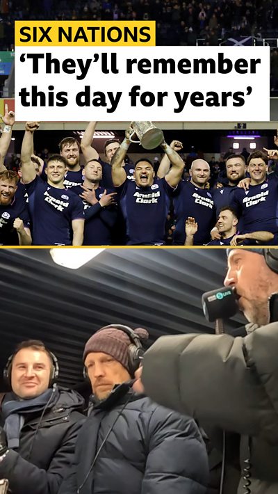Scotland lifting the Calcutta Cup and the BBC Radio 5Live commentary team