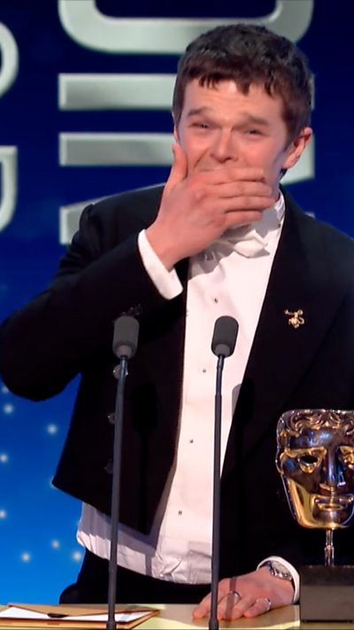 Robert Aramayo cries as he wins best actor
