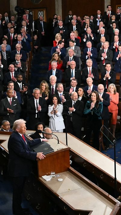US President Donald Trump delivers the State of the Union address.