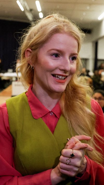 Hannah Spencer celebrates her by-election win