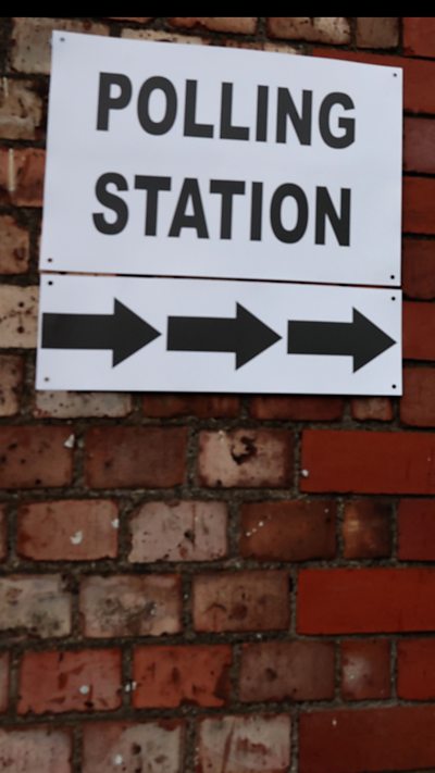 Polling station sign