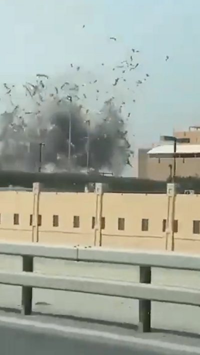 Smoke as missile hits building in Bahrain
