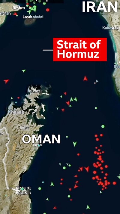 Map shows Strait of Hormuz