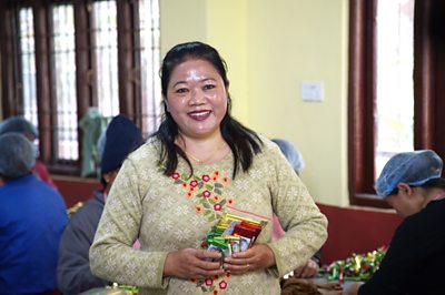 Deepa Gurung in her factory in Nepal