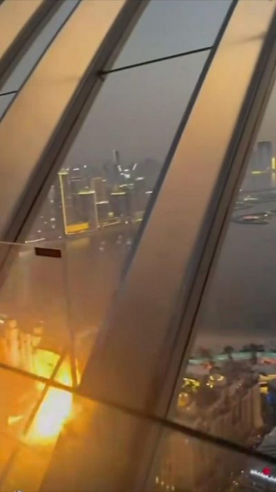 Moment Dubai luxury hotel is hit by missile strike