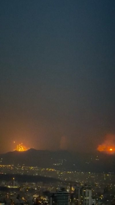 Explosions seen across skyline in Tehran, Iran