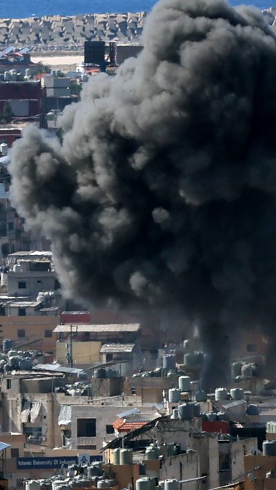 Smoke billowing from a building
