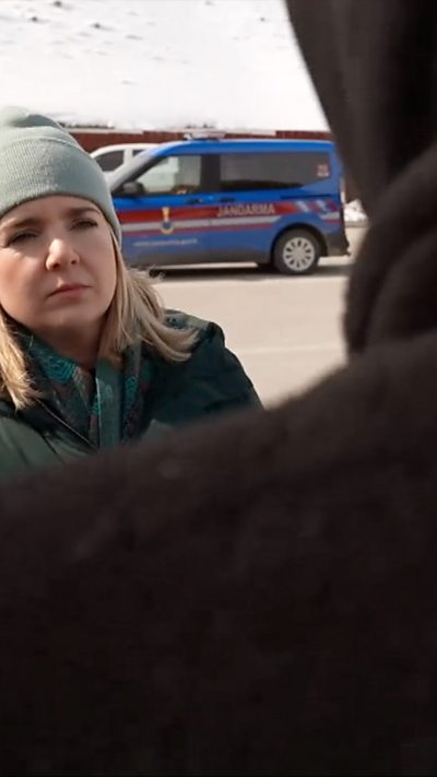 The BBc's Emily Wither speaks to a man who was injured by an exploding bomb