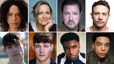 Headshot grid featuring eight actors announced for Time series three. 