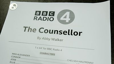 Cover page of a BBC Radio 4 script titled The Counsellor by Abby Walker.