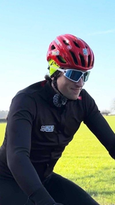 Greg James on a bike