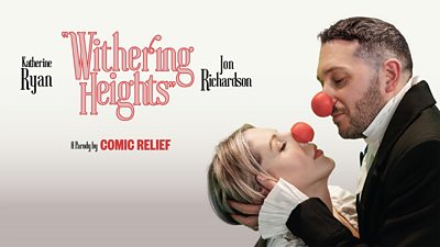 Poster for Withering Heights, featuring Katherine Ryan and Jon Richardson wearing red noses. 